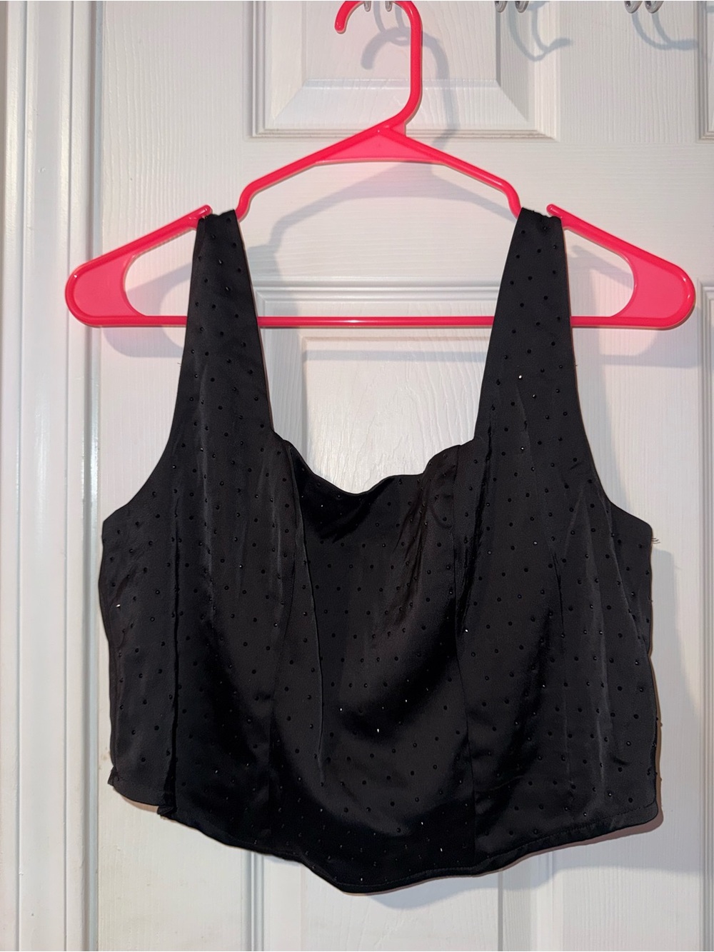 wild fable Black Sleeveless Crop Top with Rhinestones